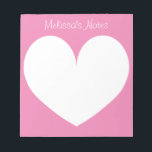 Personalised pink heart writing note pads<br><div class="desc">Personalised pink heart writing note pads Cute memo pad design. School / office supplies for women and girls.</div>