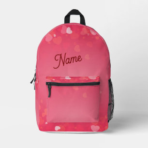 Personalised Pink Hearts Backpack – Custom Name Sc