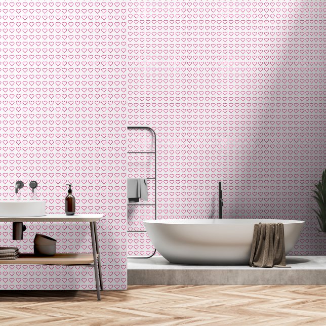 Personalised Pink Hearts Custom Colours Wallpaper (Bathroom)