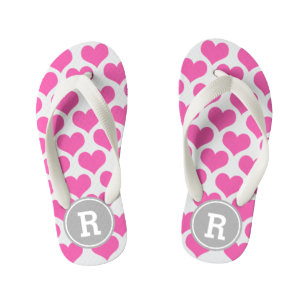 Personalised Pink Hearts Kid's Jandals