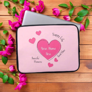 Personalised Pink Hearts Laptop Case