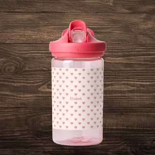 Personalised Pink Hearts Pattern Water Bottle