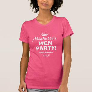 Personalised pink hen party night t shirts