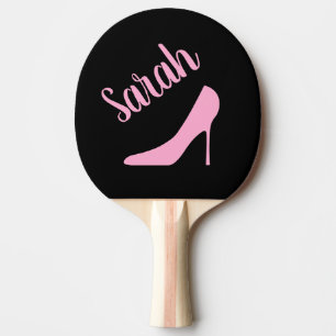 Personalised pink high heel stiletto ladies ping pong paddle