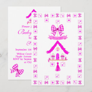 Personalised Pink House It's a Girl Invitation