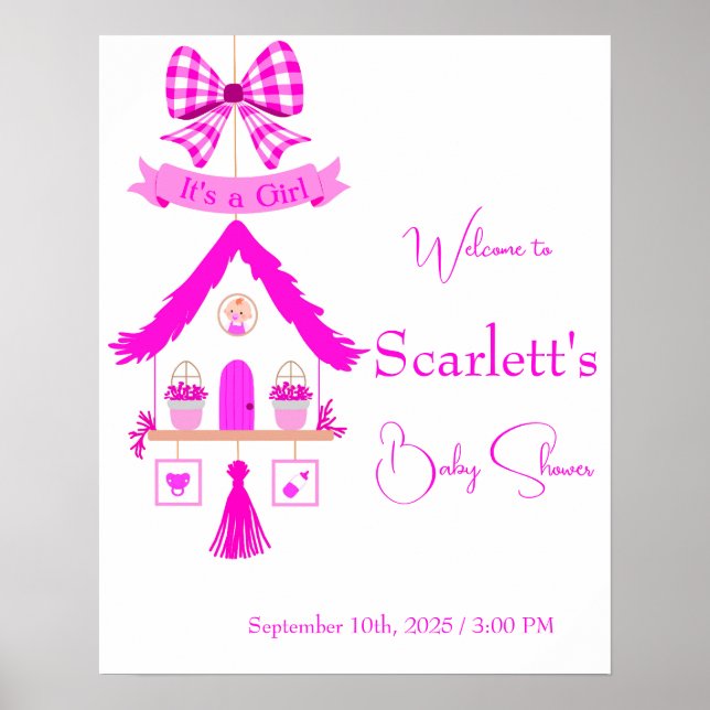 Personalised Pink House It's a Girl Poster (Front)