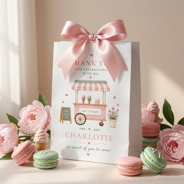 Personalised Pink Ice Cream Birthday  Medium Gift Bag (Creator Uploaded)