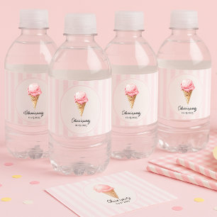 Personalised Pink Ice Cream Water Bottle Label