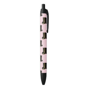 Personalised Pink Ink Pens with Black Top Hats