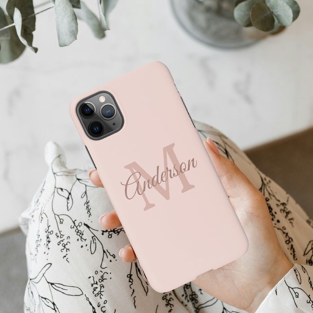 Personalised Pink iPhone Case | Monogram & Script  (Creator Uploaded)