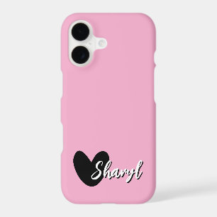 Personalised pink iPhone case with cute heart logo