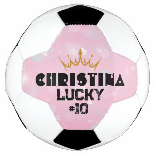 Personalised Pink Keepsake Female Football Player: Soccer Ball