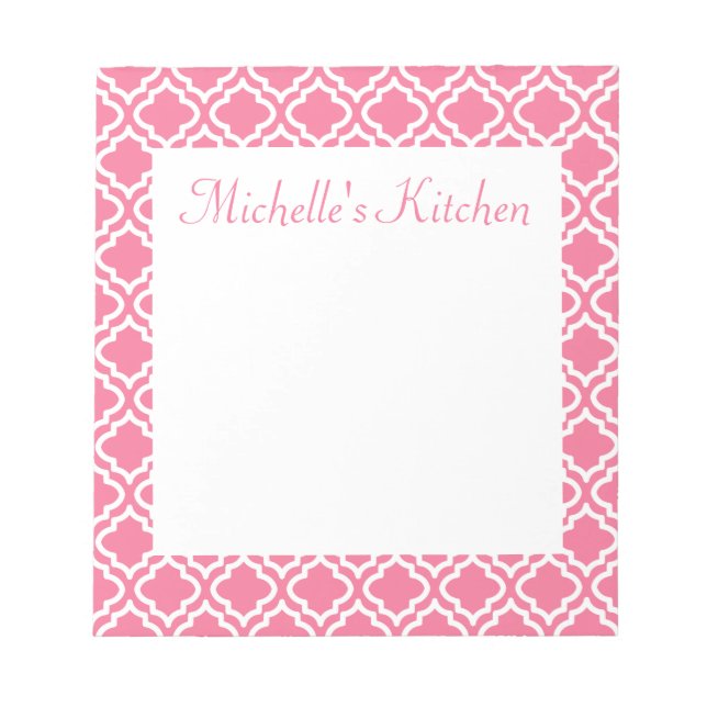 Personalised Pink Kitchen Notepad (Front)