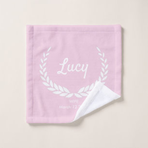 Personalised Pink Laurel Wash Cloth Towel Set