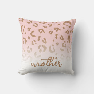 Personalised Pink Leopard Pattern Script Mother Cushion