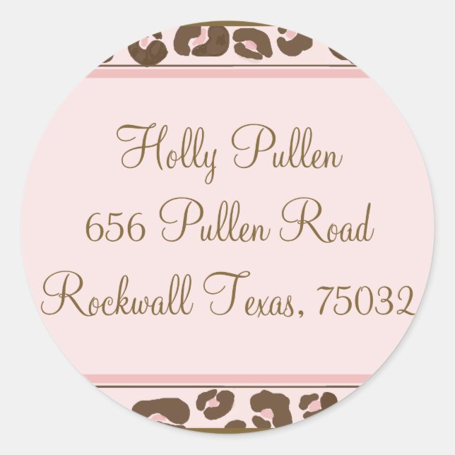 Personalised Pink Leopard Sticker (Front)