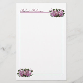 Personalised Pink Lilac Flower Stationery Paper