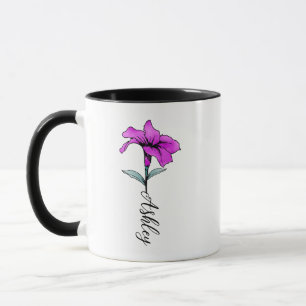 Personalised Pink Lily Flower Mug