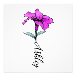 Personalised Pink Lily Flower Photo Print