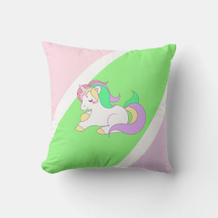 Personalised Pink Lime Green Purple Unicorn Pillow
