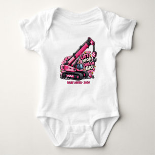 Personalised Pink Little Crane Baby Bodysuit