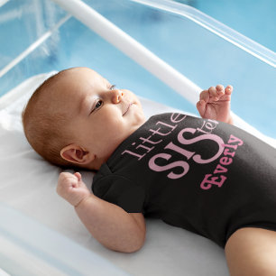 Personalised Pink Little Sister Baby Bodysuit
