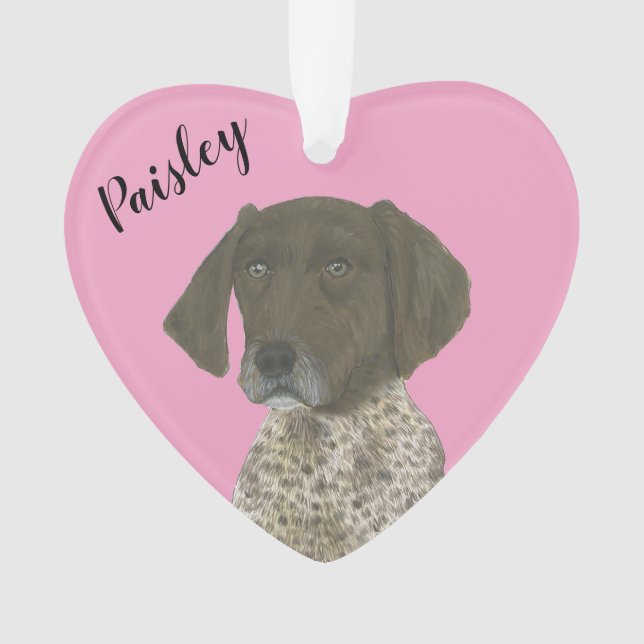 Personalised Pink Liver German Shorthaired Pointer Ornament (Front)