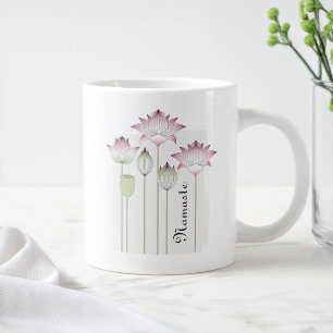 Personalised Pink Lotus Flower Large Coffee Mug