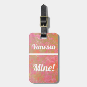 Personalised Pink Marble Funny Luggage Tag