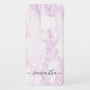 Personalised Pink Marble Script Name Typography Case-Mate Samsung Galaxy S9 Case