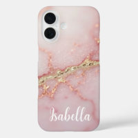 Personalised Pink Marble Stylish Gold