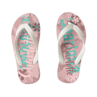 Personalised Pink & Maroon Shock Wave Camouflage Kid's Jandals
