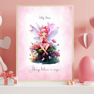 Personalised Pink & Mauve Fairy Nursery Wall Art