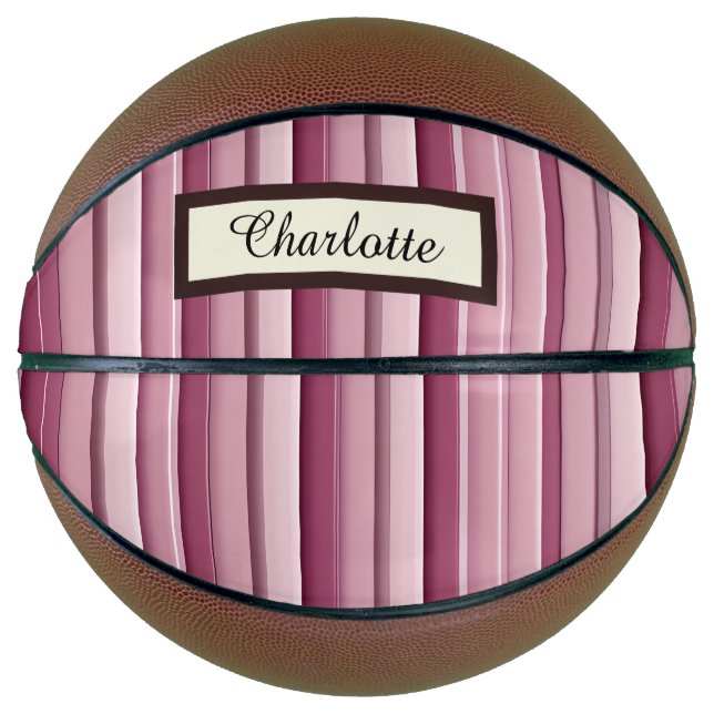 Personalised Pink Mauve Stripes Basketball (Front)
