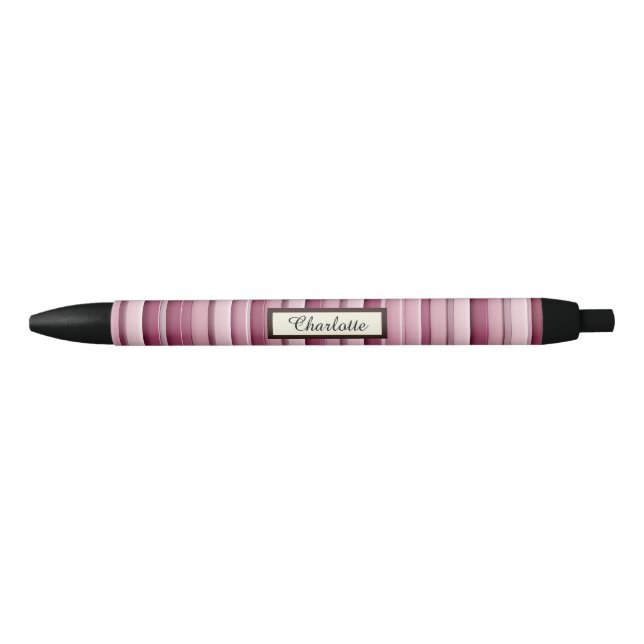 Personalised Pink Mauve Stripes Pen (Front)