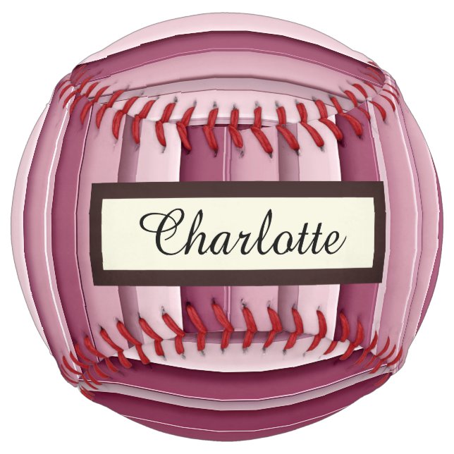 Personalised Pink Mauve Stripes Softball (Front)