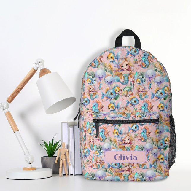 Personalised Pink Mermaid Backpack (Creator Uploaded)