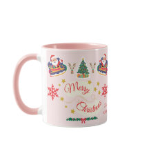 Personalised Pink Merry Christmas Santa Sleigh