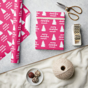Personalised Pink Merry Christmas Wrapping Paper