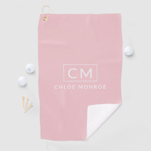 Personalised Pink Minimal Modern Monogram  Golf Towel