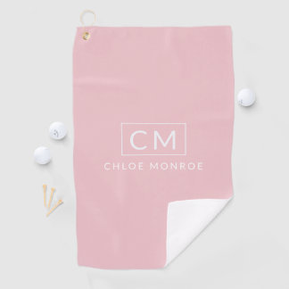Personalised Pink Minimal Modern Monogram  Golf Towel