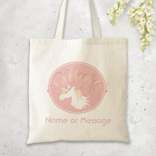 Personalised Pink Modern Magical Unicorn Kids Tote Bag