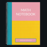 Personalised Pink Modern School Math Graph Paper Notebook<br><div class="desc">Personalised Pink Modern School Math Graph Paper Notebook</div>