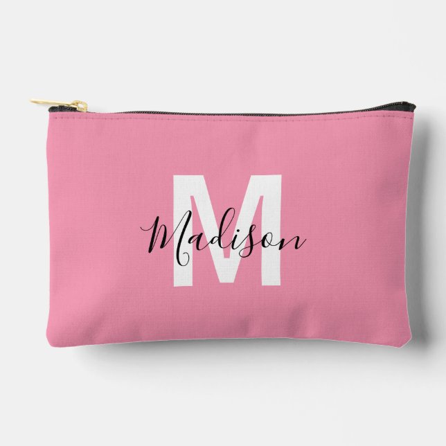 Personalised Pink Monogram Accessory Pouch (Front)