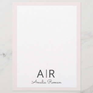 Personalised Pink Monogram Custom Letterhead