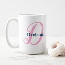 Personalised Pink Monogram Letter D & custom name