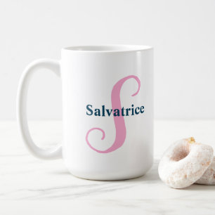  Personalised Pink Monogram Letter S Custom Name Coffee Mug