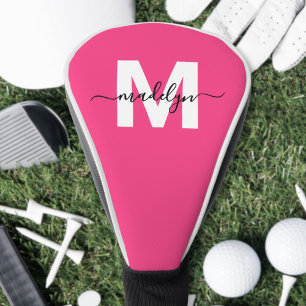 Personalised Pink Monogram Name Golf Head Cover