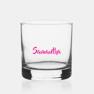 Personalised Pink Monogram Name Whiskey Glass