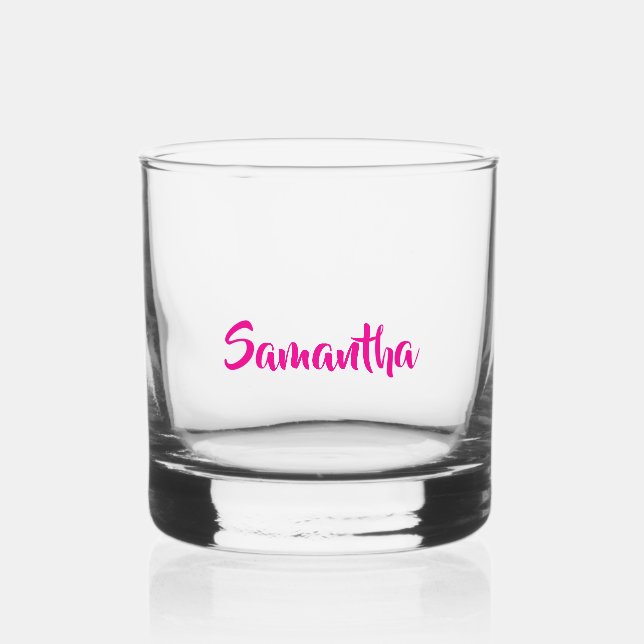 Personalised Pink Monogram Name Whiskey Glass (Front)